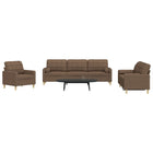 Ensemble de canapés 3 pcs avec coussins décoratifs marron tissu