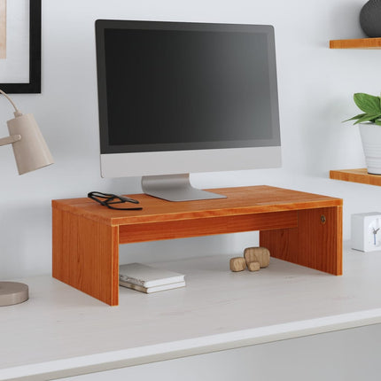 Support de moniteur marron miel 50x27x15 cm bois de pin solide