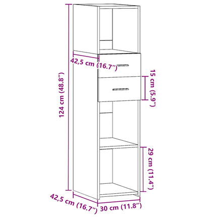 Buffet haut sonoma gris 30x42,5x124 cm bois d'ingénierie