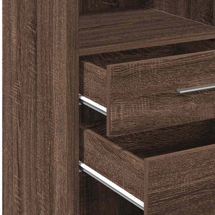 Buffet haut chêne marron 50x42,5x124 cm bois d'ingénierie