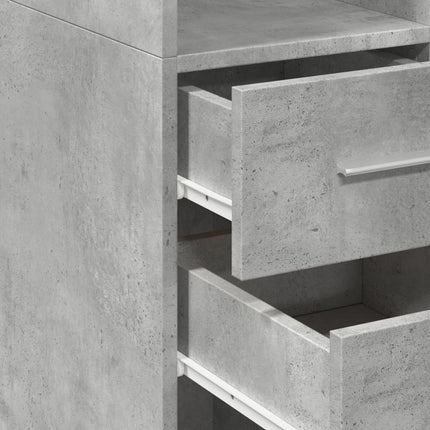 Buffet haut gris béton 50x42,5x185 cm bois d'ingénierie