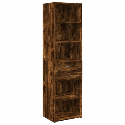 Buffet haut chêne fumé 50x42,5x185 cm bois d'ingénierie