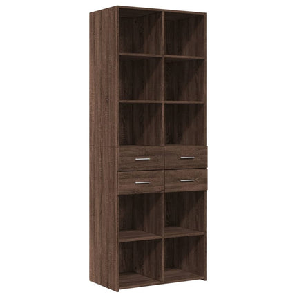 Buffet haut chêne marron 70x42,5x185 cm bois d'ingénierie