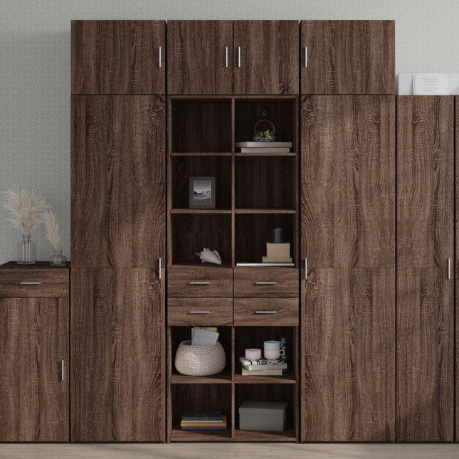 Buffet haut chêne marron 70x42,5x185 cm bois d'ingénierie