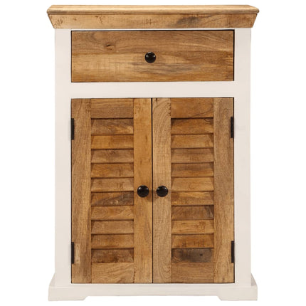 Buffet blanc et marron 55x30x73 cm bois de manguier solide brut