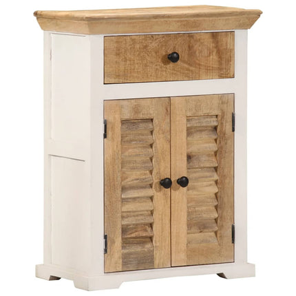 Buffet blanc et marron 55x30x73 cm bois de manguier solide brut