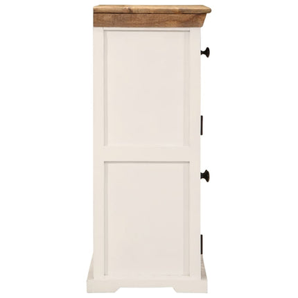 Buffet blanc et marron 55x30x73 cm bois de manguier solide brut