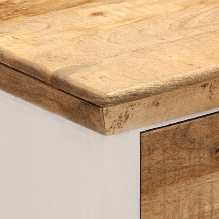 Buffet blanc et marron 55x30x73 cm bois de manguier solide brut