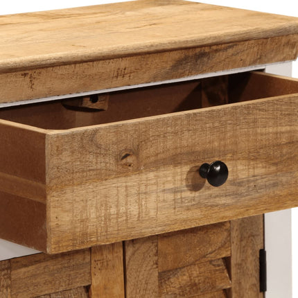 Buffet blanc et marron 55x30x73 cm bois de manguier solide brut