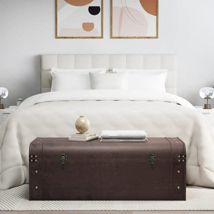 Coffre à trésors avec loquets marron foncé contreplaqué