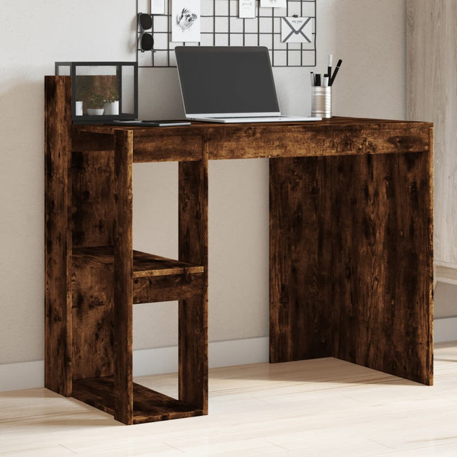 Bureau chêne fumé 103,5x56,5x94 cm bois d'ingénierie
