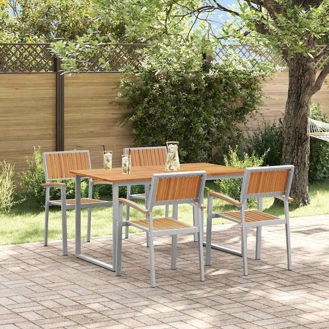 Ensemble de salle à manger pour jardin 5 pcs Gris et marron