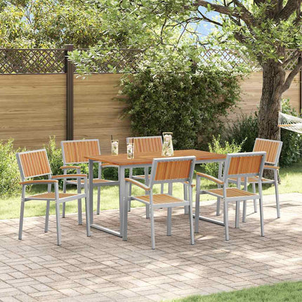 Ensemble de salle à manger pour jardin 7 pcs Gris et marron