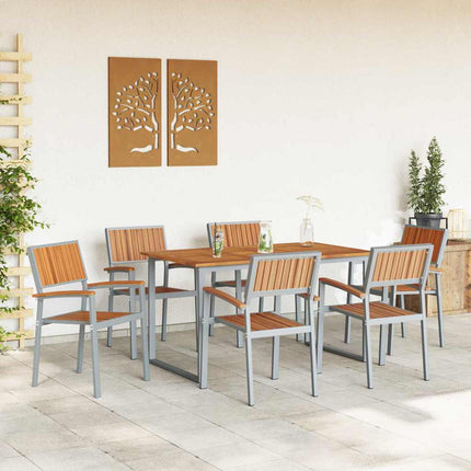 Ensemble de salle à manger pour jardin 7 pcs Gris et marron