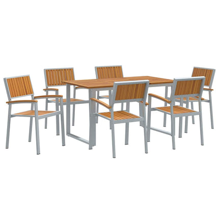 Ensemble de salle à manger pour jardin 7 pcs Gris et marron