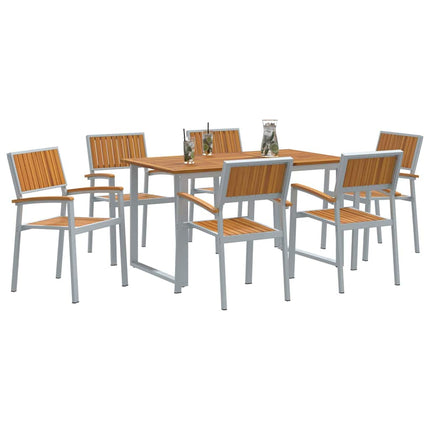 Ensemble de salle à manger pour jardin 7 pcs Gris et marron
