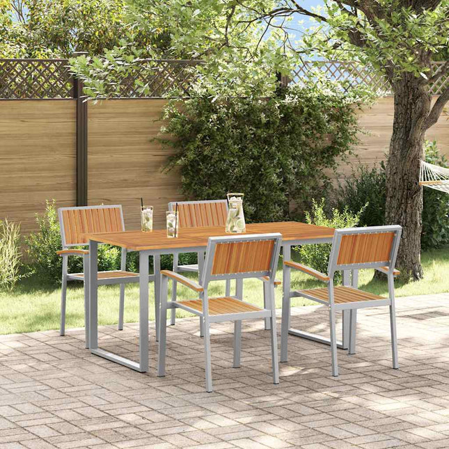 Ensemble de salle à manger pour jardin 5 pcs Gris et marron