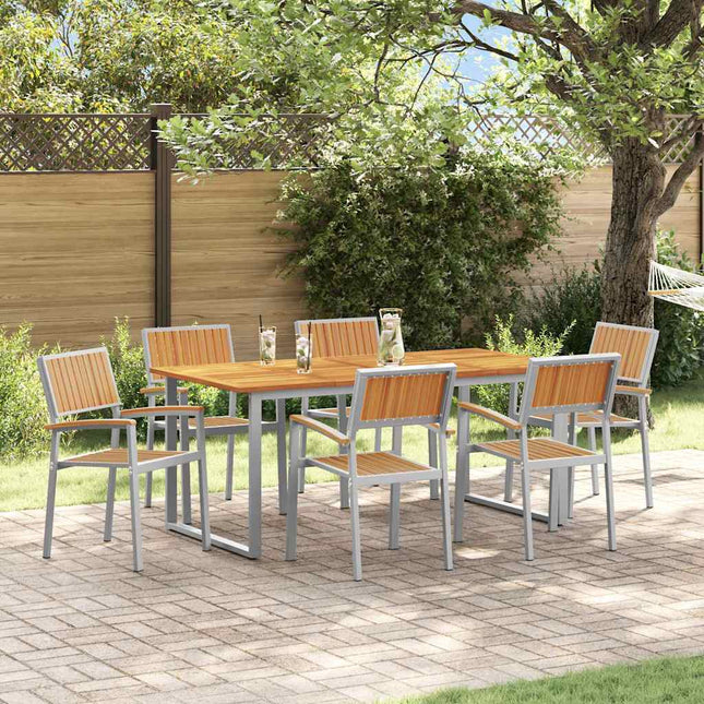 Ensemble de salle à manger pour jardin 7 pcs Gris et marron