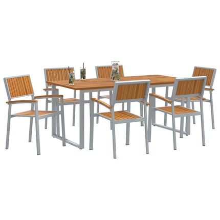 Ensemble de salle à manger pour jardin 7 pcs Gris et marron