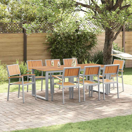 Ensemble de salle à manger pour jardin 9 pcs Gris et marron