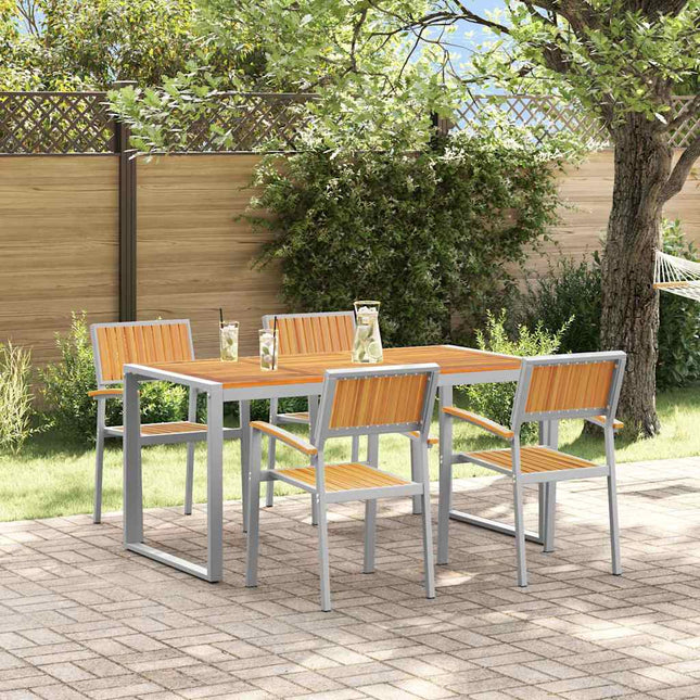 Ensemble de salle à manger pour jardin 5 pcs Gris et marron