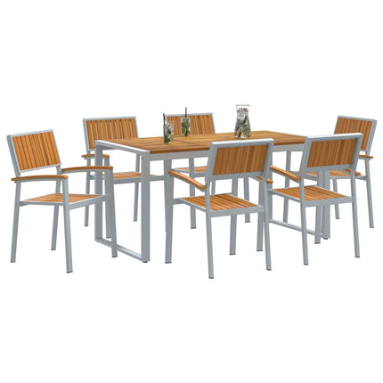 Ensemble de salle à manger pour jardin 7 pcs Gris et marron