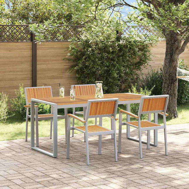 Ensemble de salle à manger pour jardin 5 pcs Gris et marron