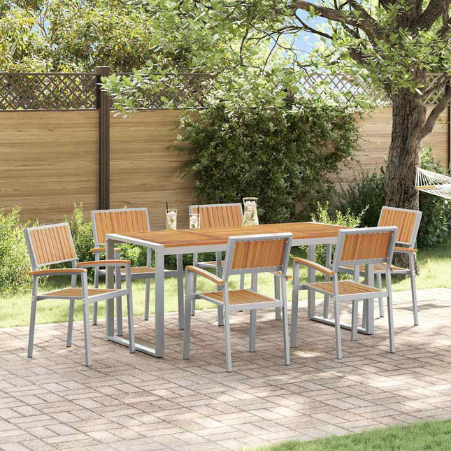 Ensemble de salle à manger pour jardin 7 pcs Gris et marron