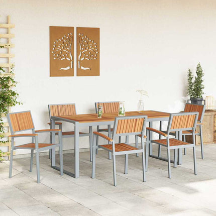 Ensemble de salle à manger pour jardin 7 pcs Gris et marron