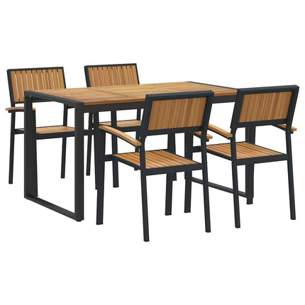 Ensemble de salle à manger pour jardin 5 pcs Noir et marron