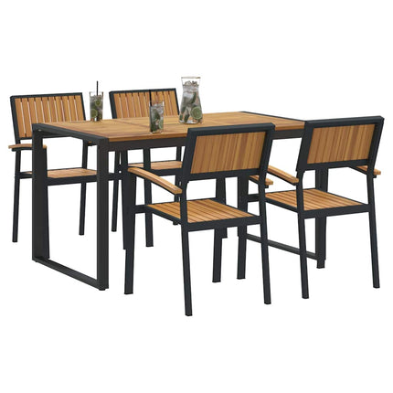 Ensemble de salle à manger pour jardin 5 pcs Noir et marron