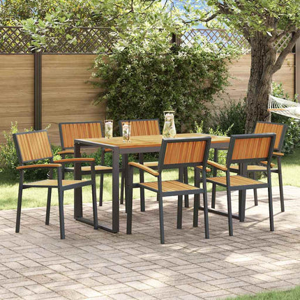 Ensemble de salle à manger pour jardin 7 pcs Noir et marron