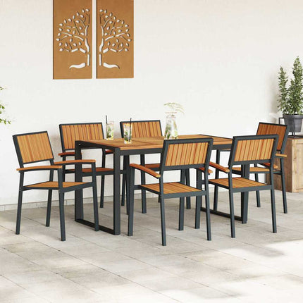Ensemble de salle à manger pour jardin 7 pcs Noir et marron