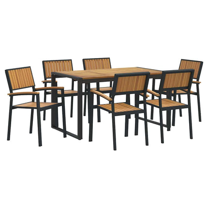 Ensemble de salle à manger pour jardin 7 pcs Noir et marron