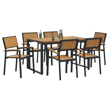 Ensemble de salle à manger pour jardin 7 pcs Noir et marron