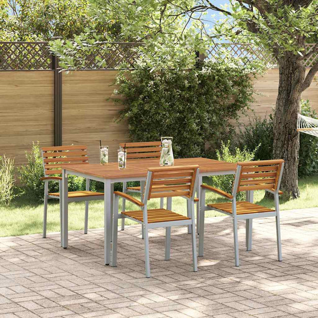 Ensemble de salle à manger pour jardin 5 pcs Gris et marron