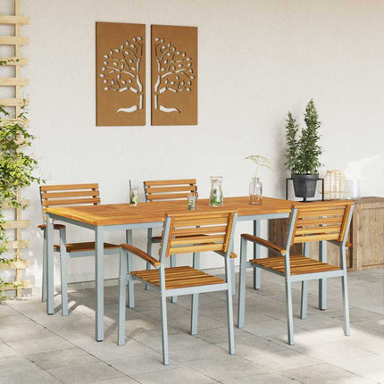 Ensemble de salle à manger pour jardin 5 pcs Gris et marron