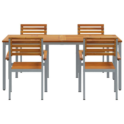 Ensemble de salle à manger pour jardin 5 pcs Gris et marron