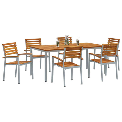 Ensemble de salle à manger pour jardin 7 pcs Gris et marron