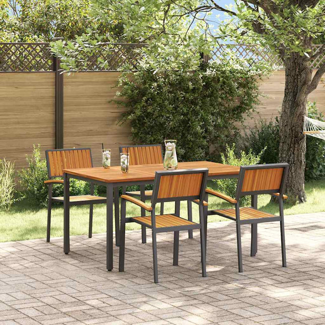 Ensemble de salle à manger pour jardin 5 pcs Noir et marron