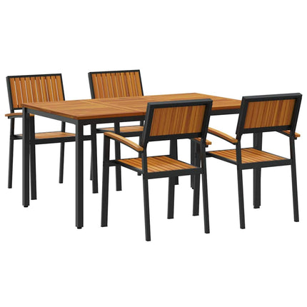Ensemble de salle à manger pour jardin 5 pcs Noir et marron