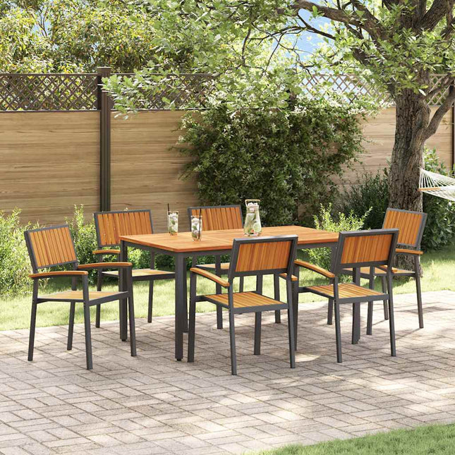 Ensemble de salle à manger pour jardin 7 pcs Noir et marron