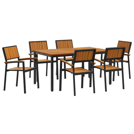 Ensemble de salle à manger pour jardin 7 pcs Noir et marron