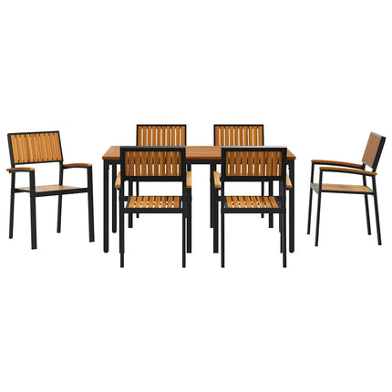 Ensemble de salle à manger pour jardin 7 pcs Noir et marron
