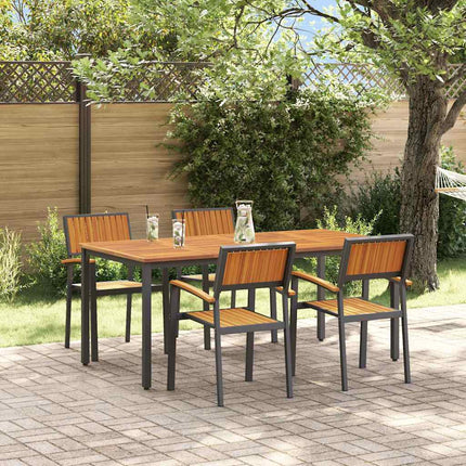 Ensemble de salle à manger pour jardin 5 pcs Noir et marron
