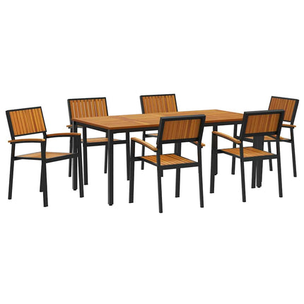 Ensemble de salle à manger pour jardin 7 pcs Noir et marron