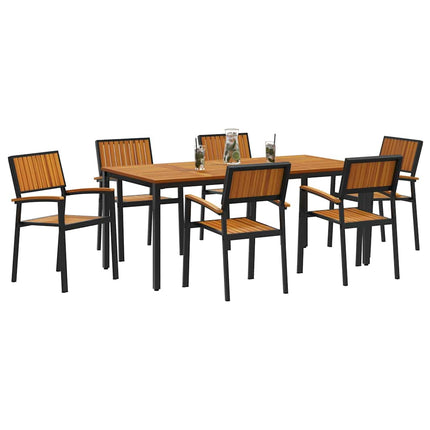 Ensemble de salle à manger pour jardin 7 pcs Noir et marron