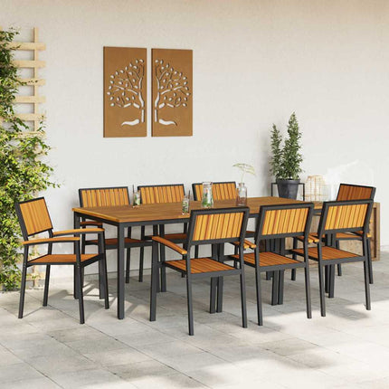 Ensemble de salle à manger pour jardin 9 pcs Noir et marron