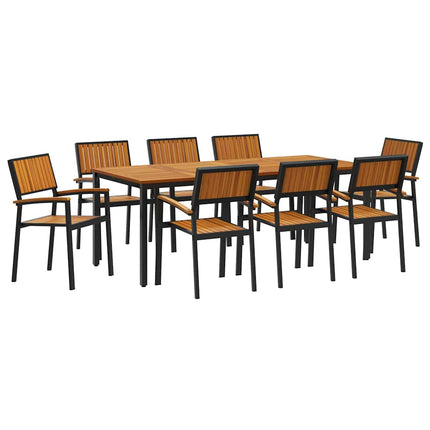 Ensemble de salle à manger pour jardin 9 pcs Noir et marron