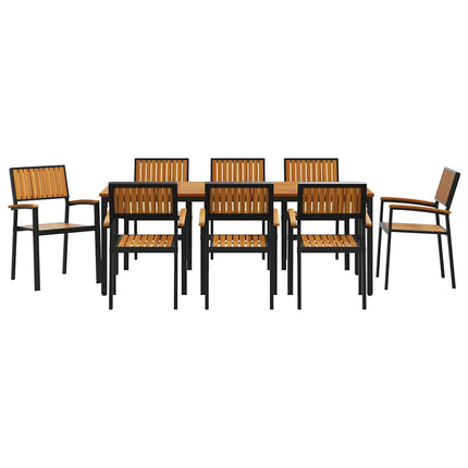Ensemble de salle à manger pour jardin 9 pcs Noir et marron